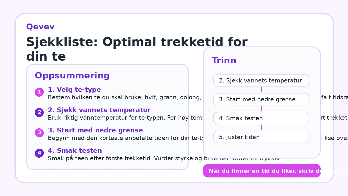 Sjekkliste: Optimal trekketid for din te